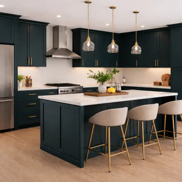 TruPly Express Shaker - Modern kitchen with teal accents